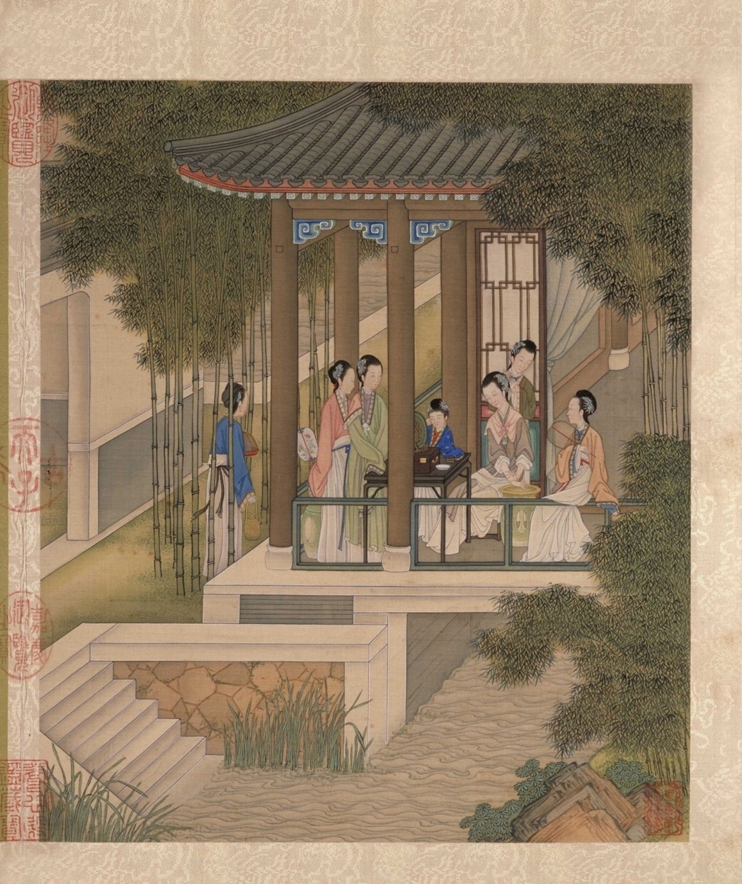 清·陈枚月曼清游图册十二开-（碧池采莲）故宫博物院高清中国古画下载