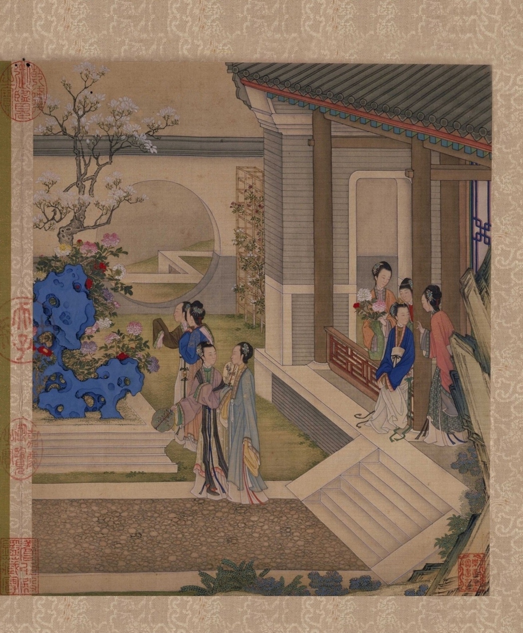 清·陈枚月曼清游图册十二开-（碧池采莲）故宫博物院高清中国古画下载