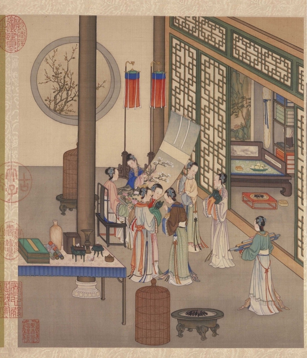清·陈枚月曼清游图册十二开-（碧池采莲）故宫博物院高清中国古画下载