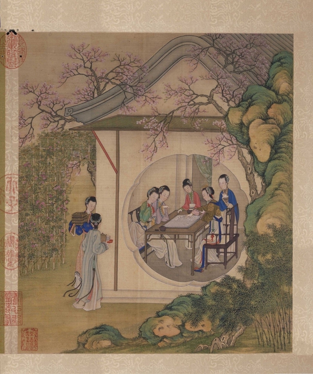 清·陈枚月曼清游图册十二开-（碧池采莲）故宫博物院高清中国古画下载