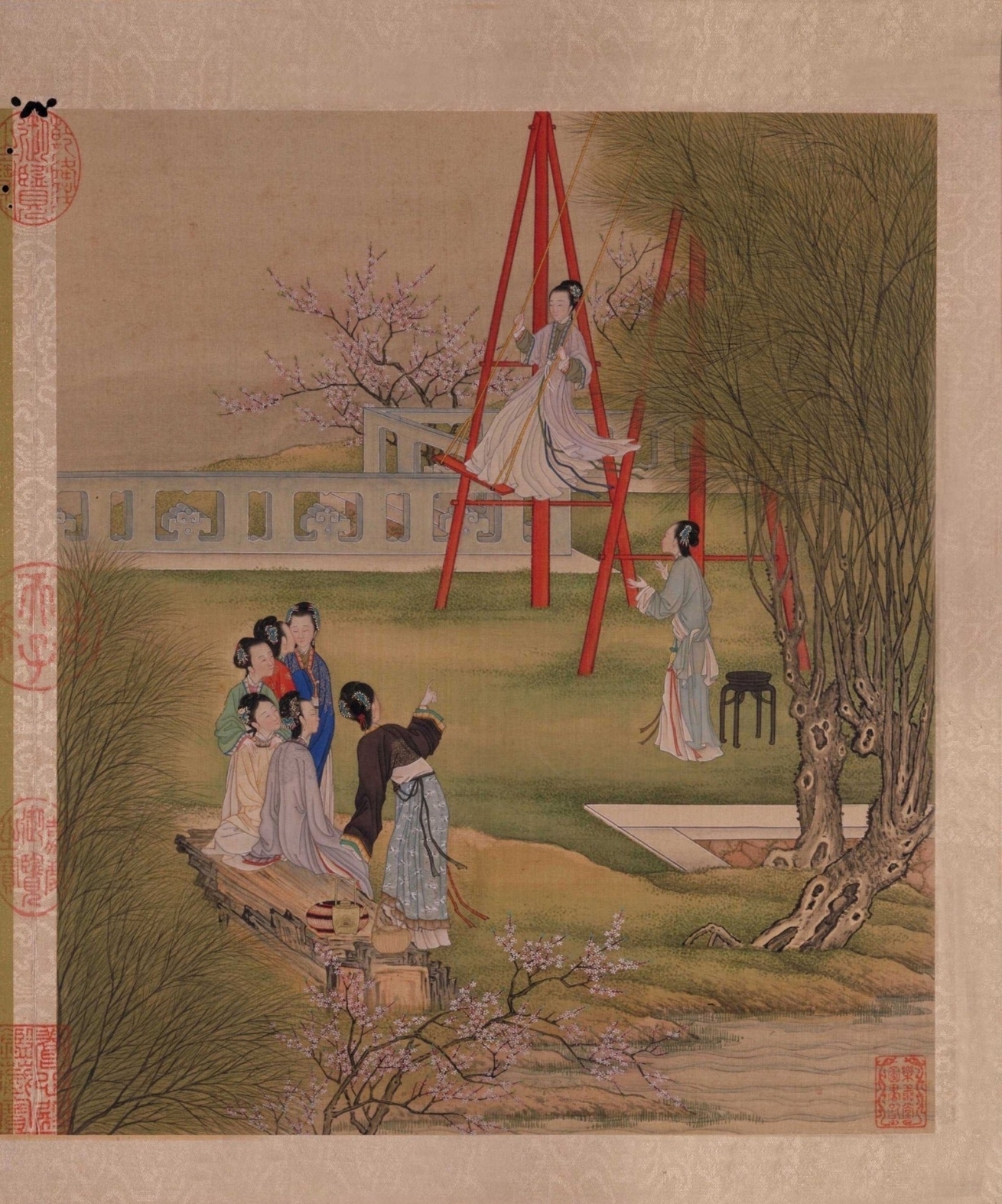 清·陈枚月曼清游图册十二开-（碧池采莲）故宫博物院高清中国古画下载