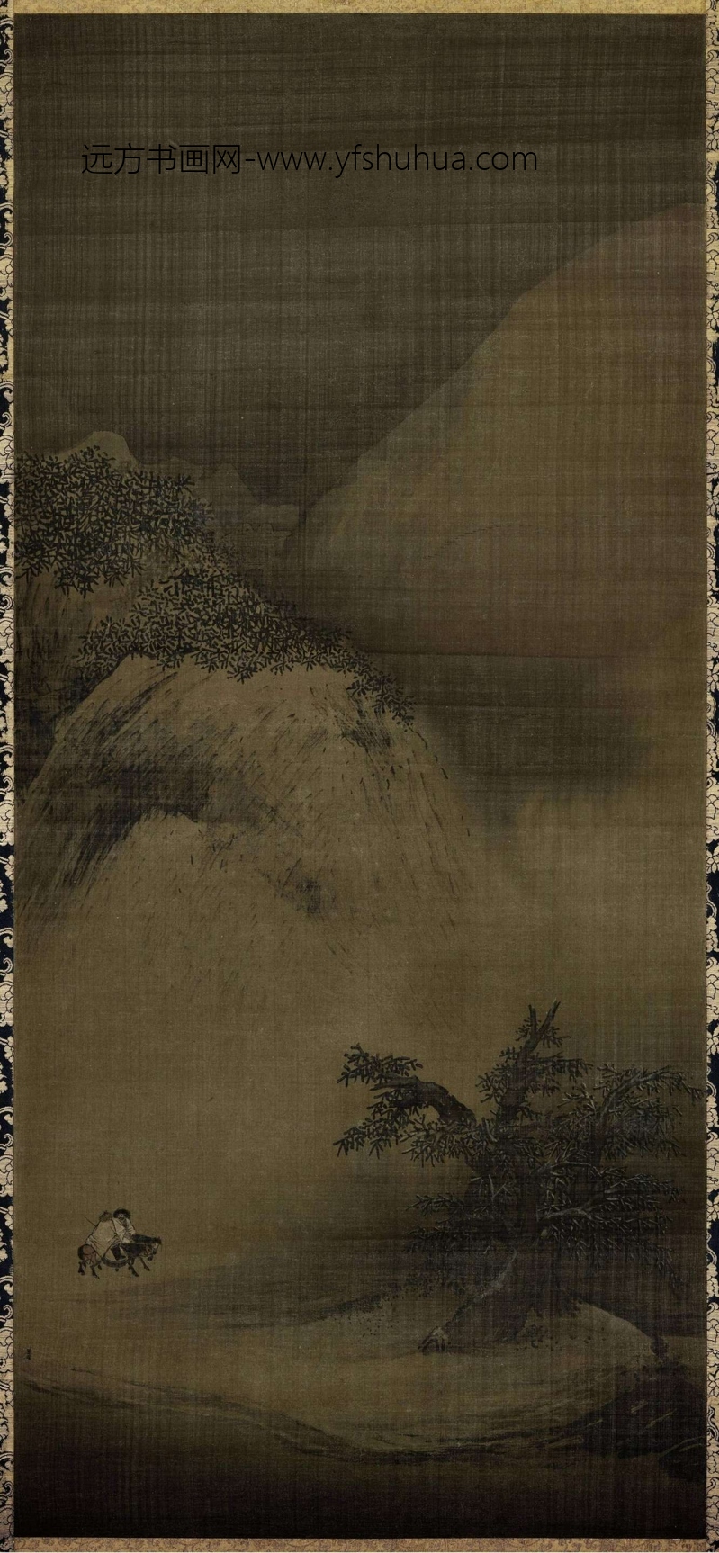 南宋朝代【梁楷】《雪景山水图》东京国立博物馆TIF高清大图中国画古画  