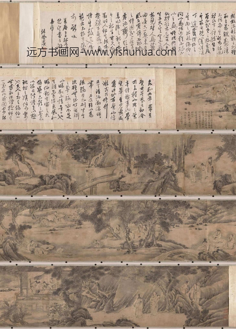 元 钱选 兰亭集贤图绢本27x375大都会 元 钱选 兰亭集贤图绢本27x375大都会