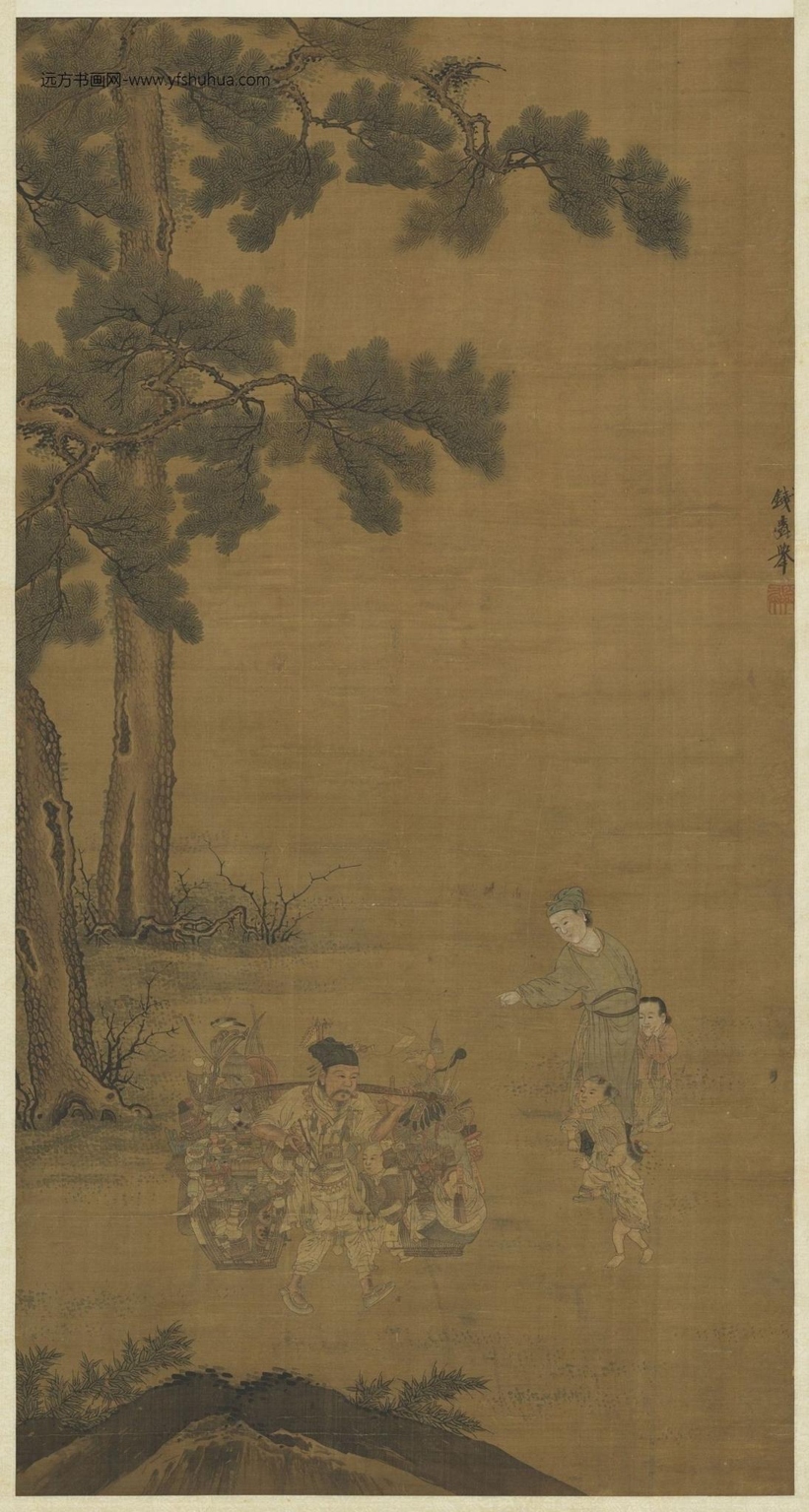 元_钱选_宋货郎图