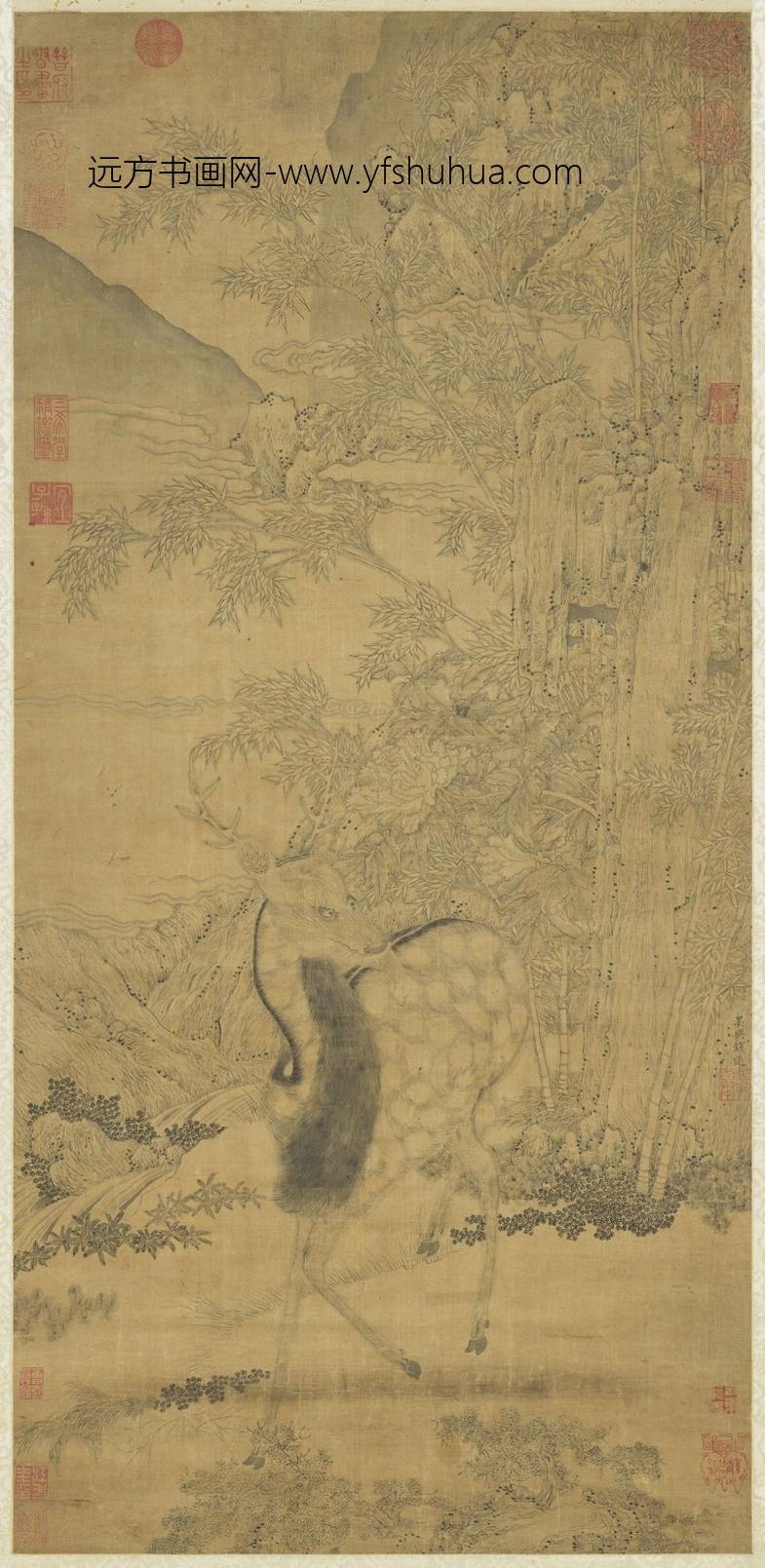 元_钱选_宋鹿图
