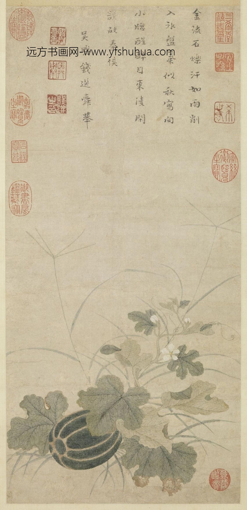 元_钱选_秋瓜图