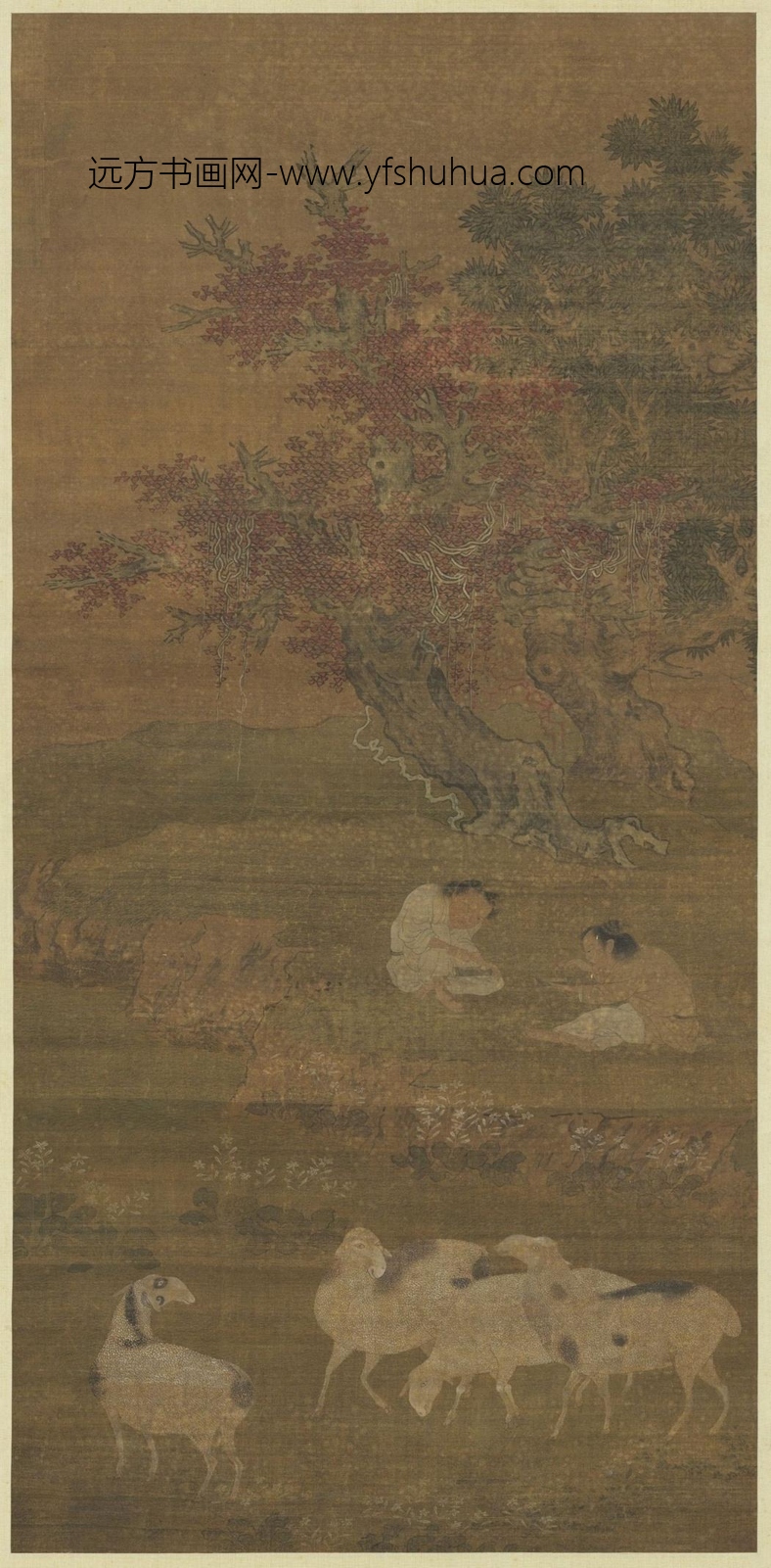 南宋_刘松年_宋秋林纵牧图