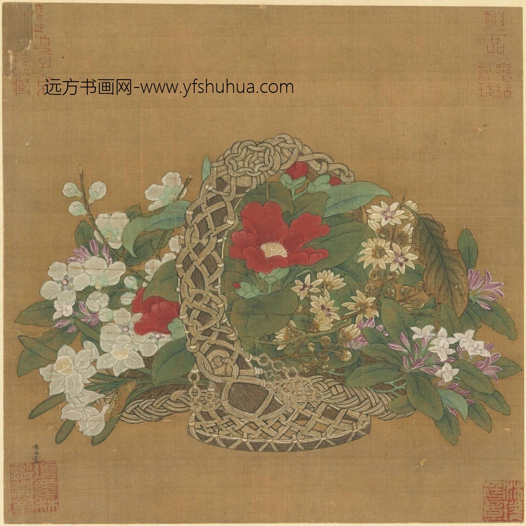 南宋_李嵩_花篮图（冬）