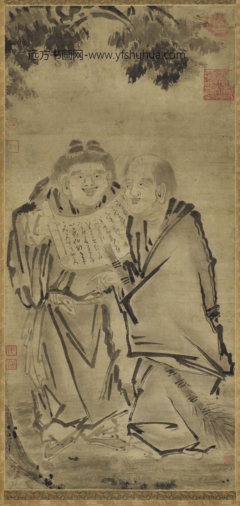 南宋_梁楷_寒山拾得图