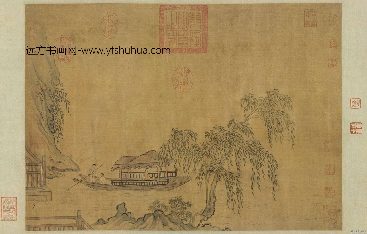 南宋_马和之_柳溪春舫图