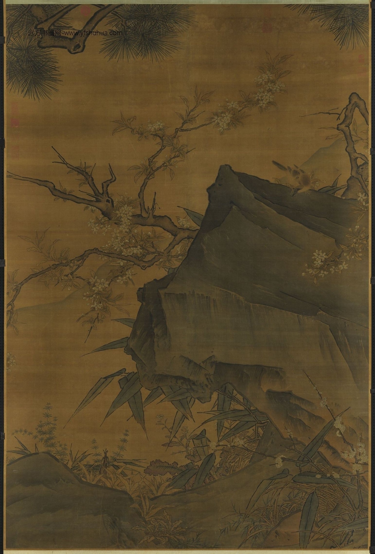 南宋_马远_宋梨花山鸟图