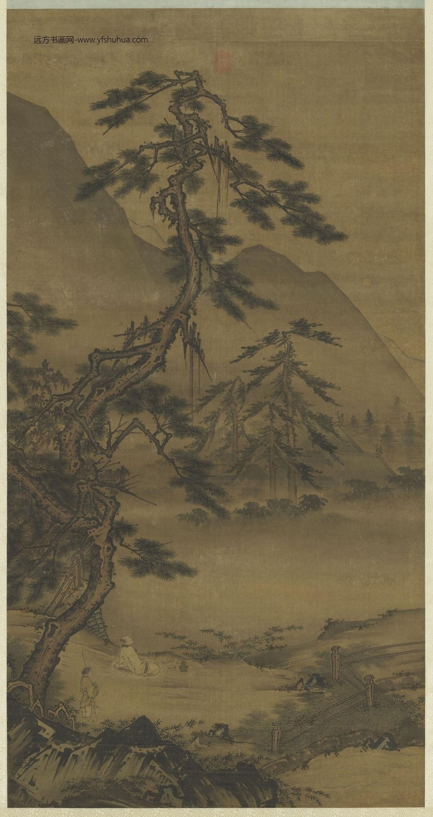 南宋_马远_松间吟月图