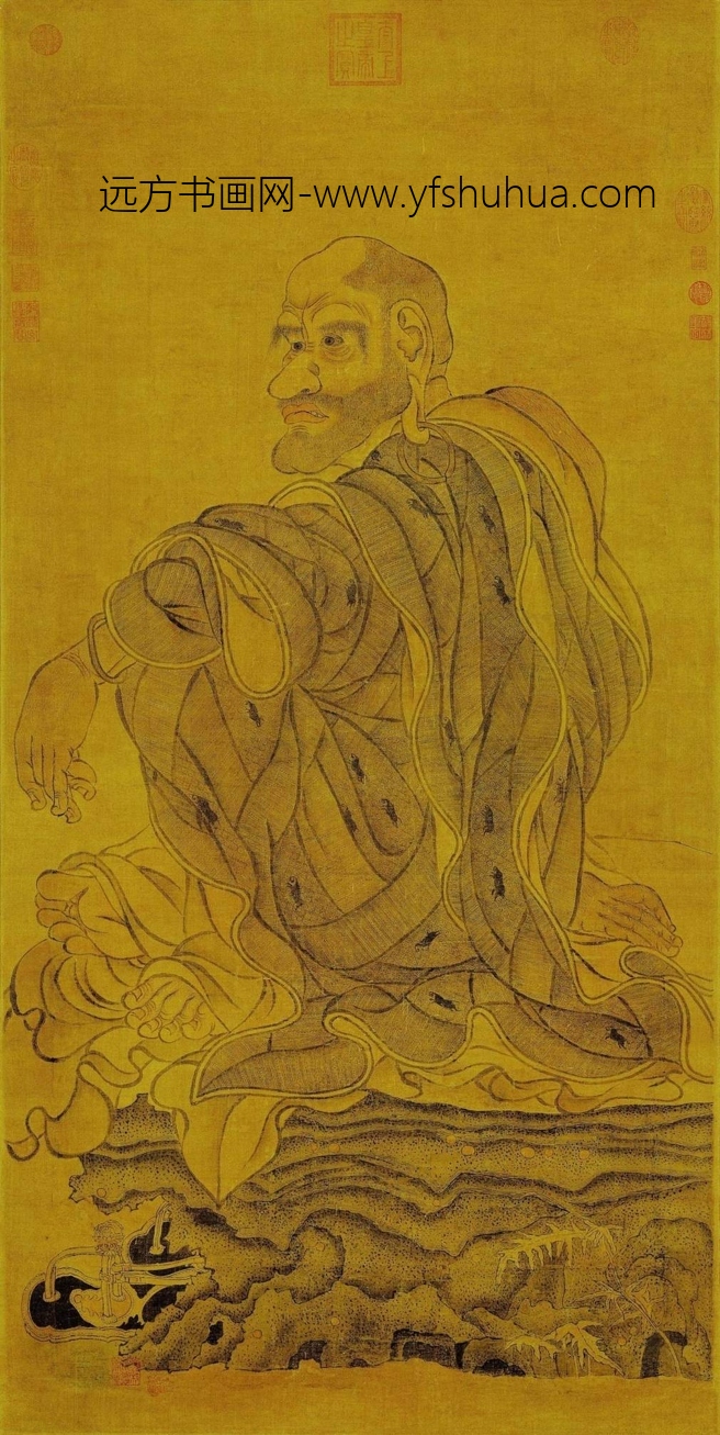 宋 刘松年 罗汉图－2代绢63.89x127
