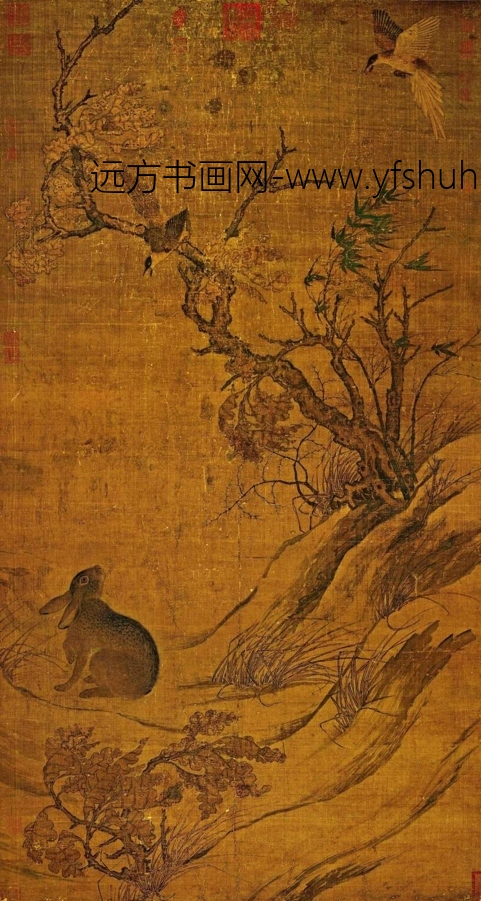 宋 崔白 双喜图绢本193.7X103