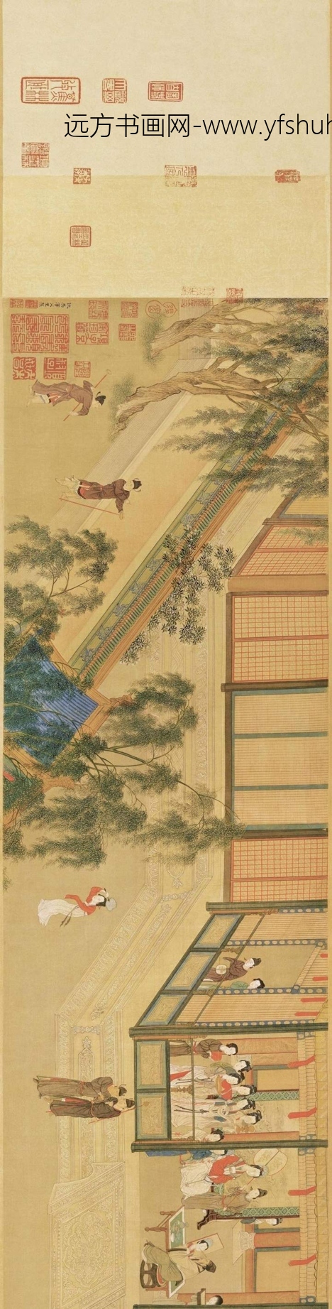 明 仇英 汉宫春晓图（全卷）绢本730cm x 37cm_0