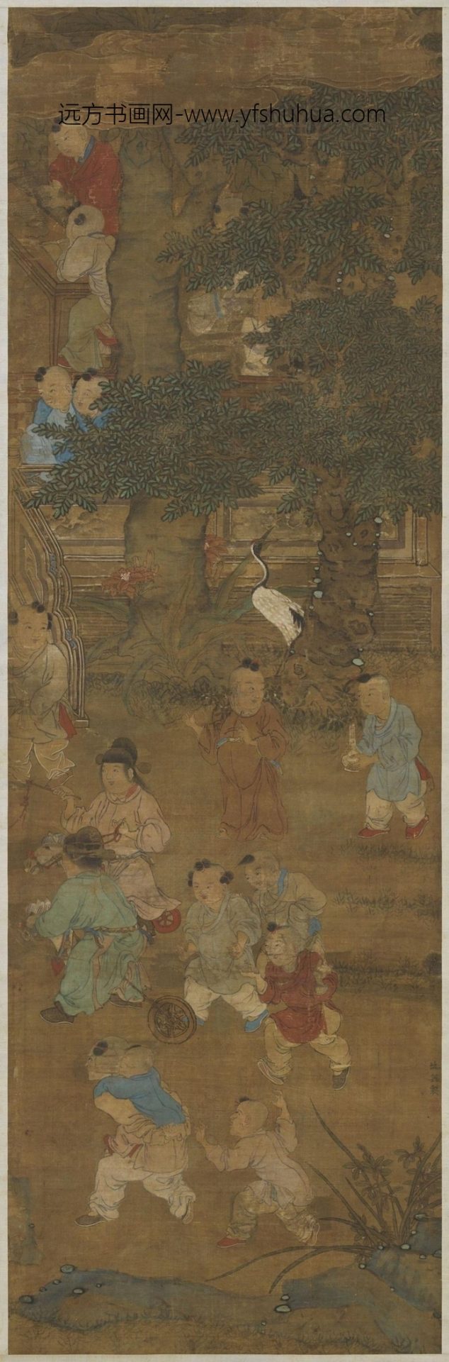 明_仇英_人物图（婴戏）
