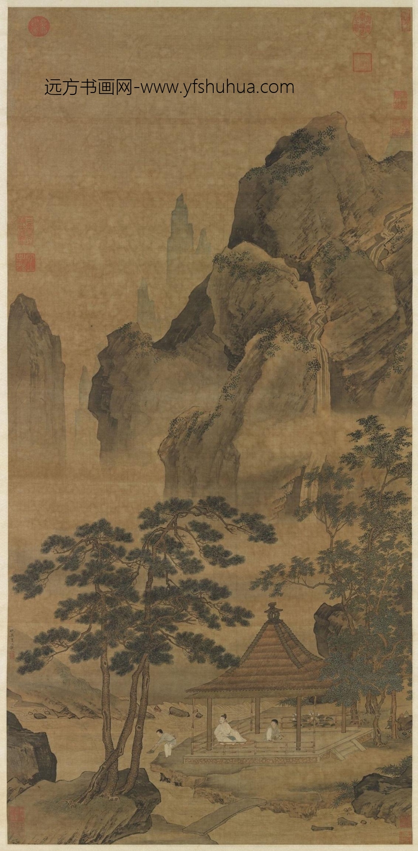 明_仇英_松亭试泉图