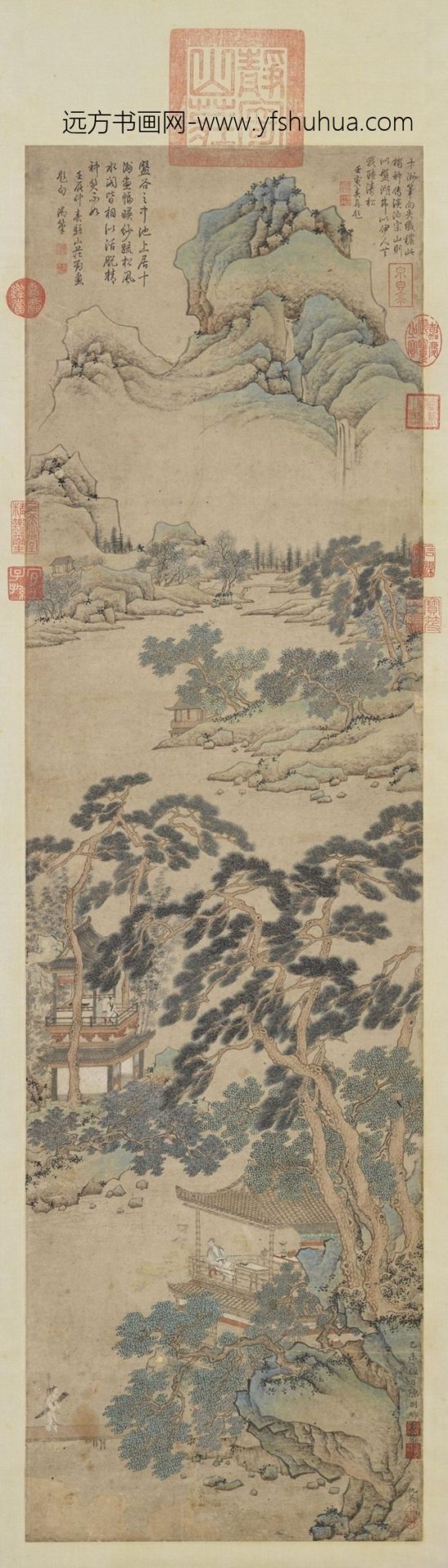 明_仇英_竹楼图清高宗御题