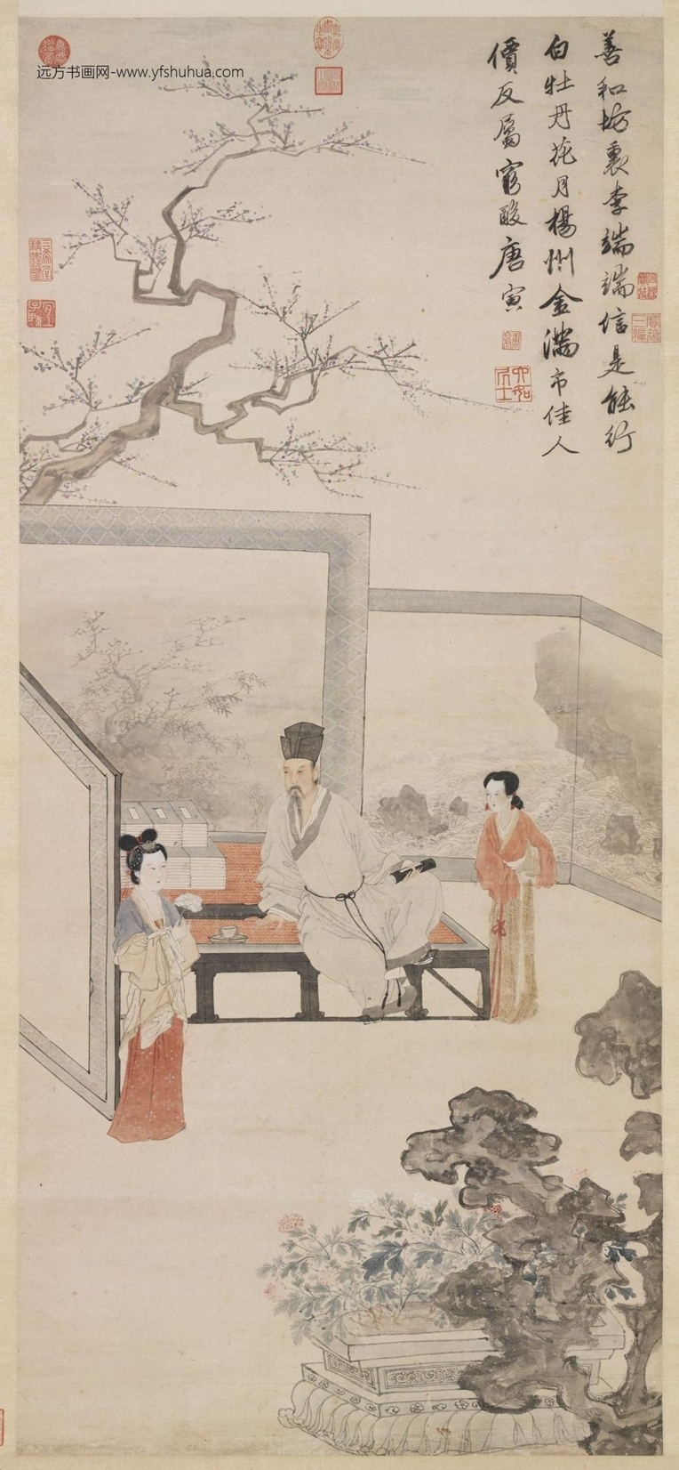 明_唐寅_倣唐人仕女图