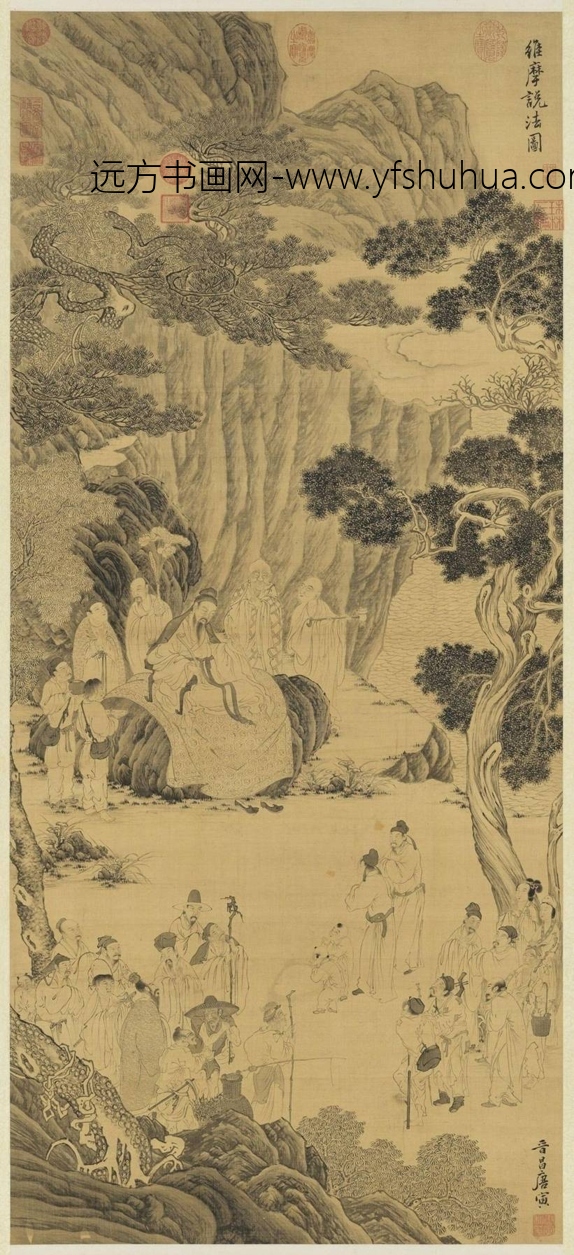 明_唐寅_维摩说法图轴