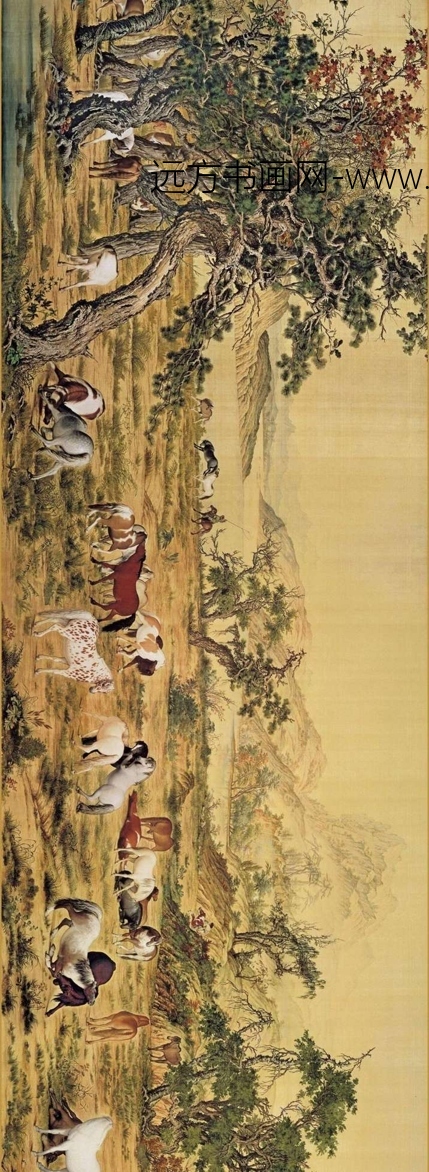 清 郎世宁 百骏图 绢94.5x776.2_1 清 郎世宁 百骏图 绢94.5x776.2_1