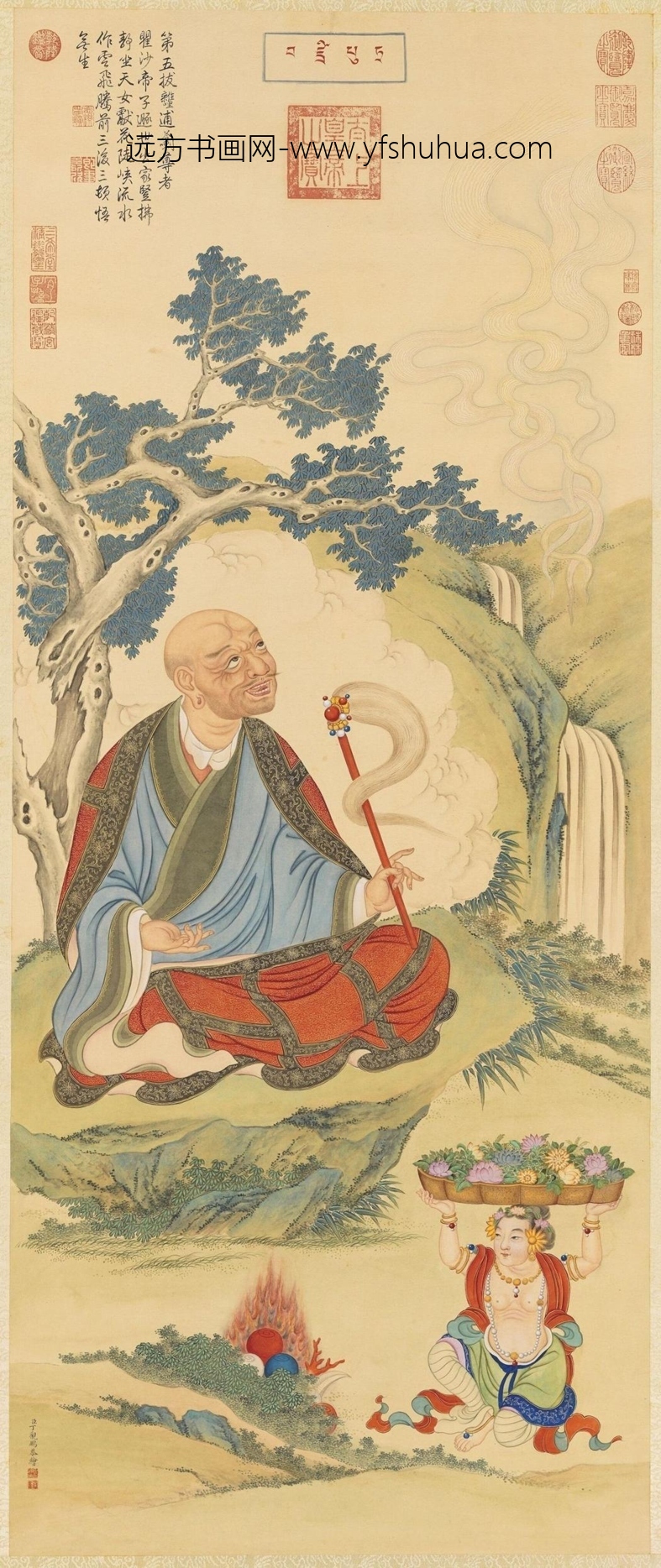 清_丁观鹏_十六应真像（五）第五拔杂哩逋答拉尊者轴