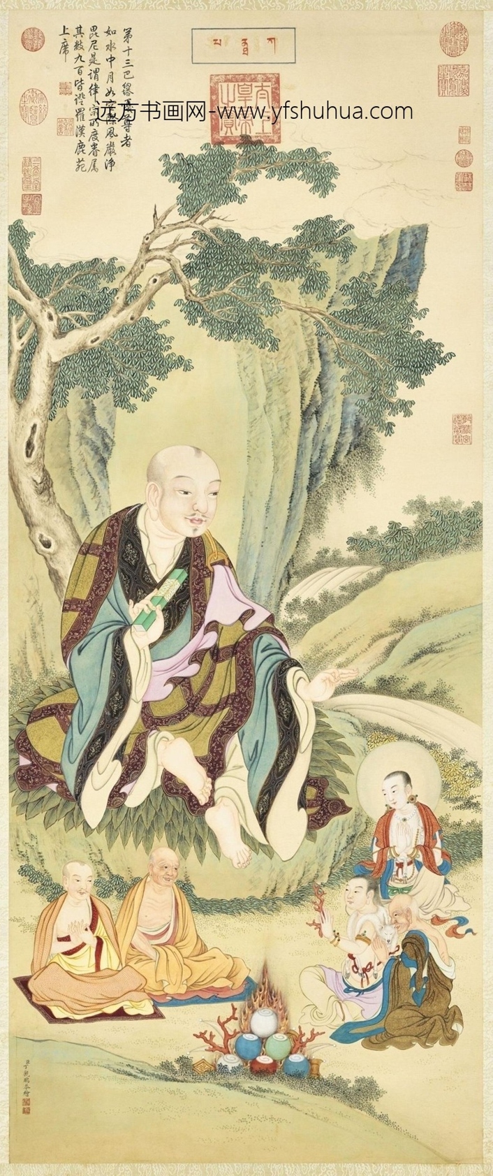 清_丁观鹏_十六应真像（十三）第十三巴纳塔嘎尊者轴