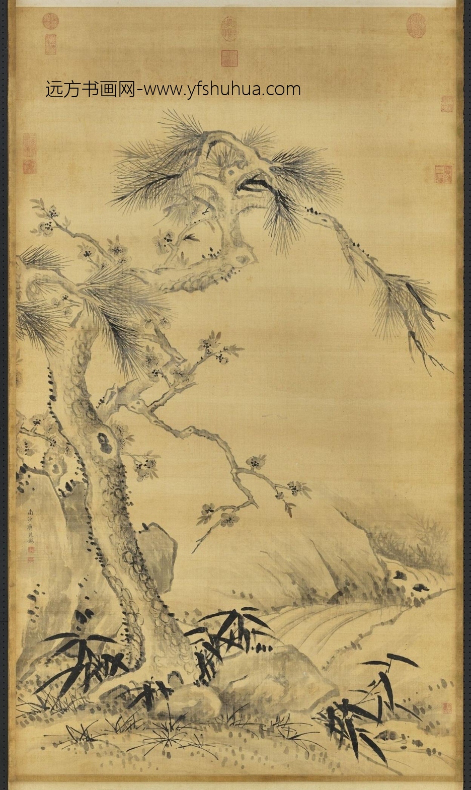 清_蒋廷锡_杏花松竹轴