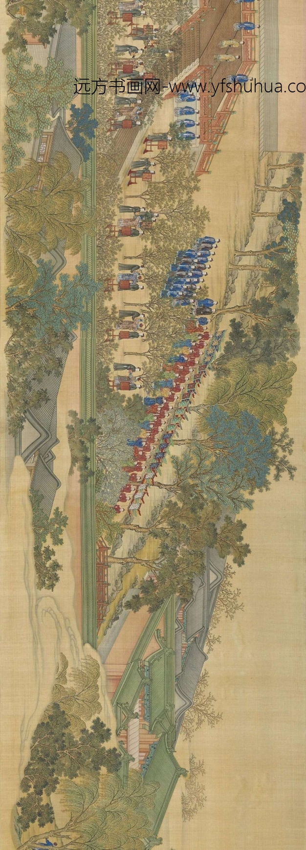 清_郎世宁_院本亲蚕图（利卷 采桑）_1