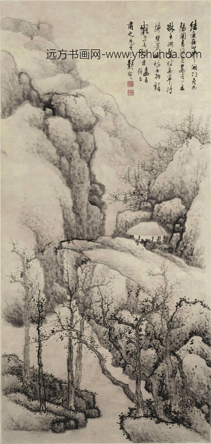清_龚贤_山水图（结屋在山半）