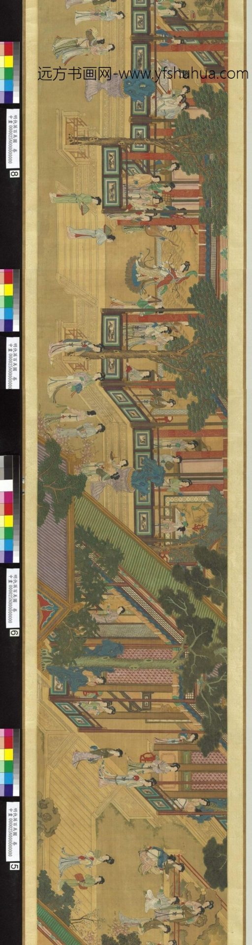 百美图卷.旧传明.仇英.绘.绢本设色（36.8x483.2厘米）.台北故宫博物院藏_（全卷）_1
