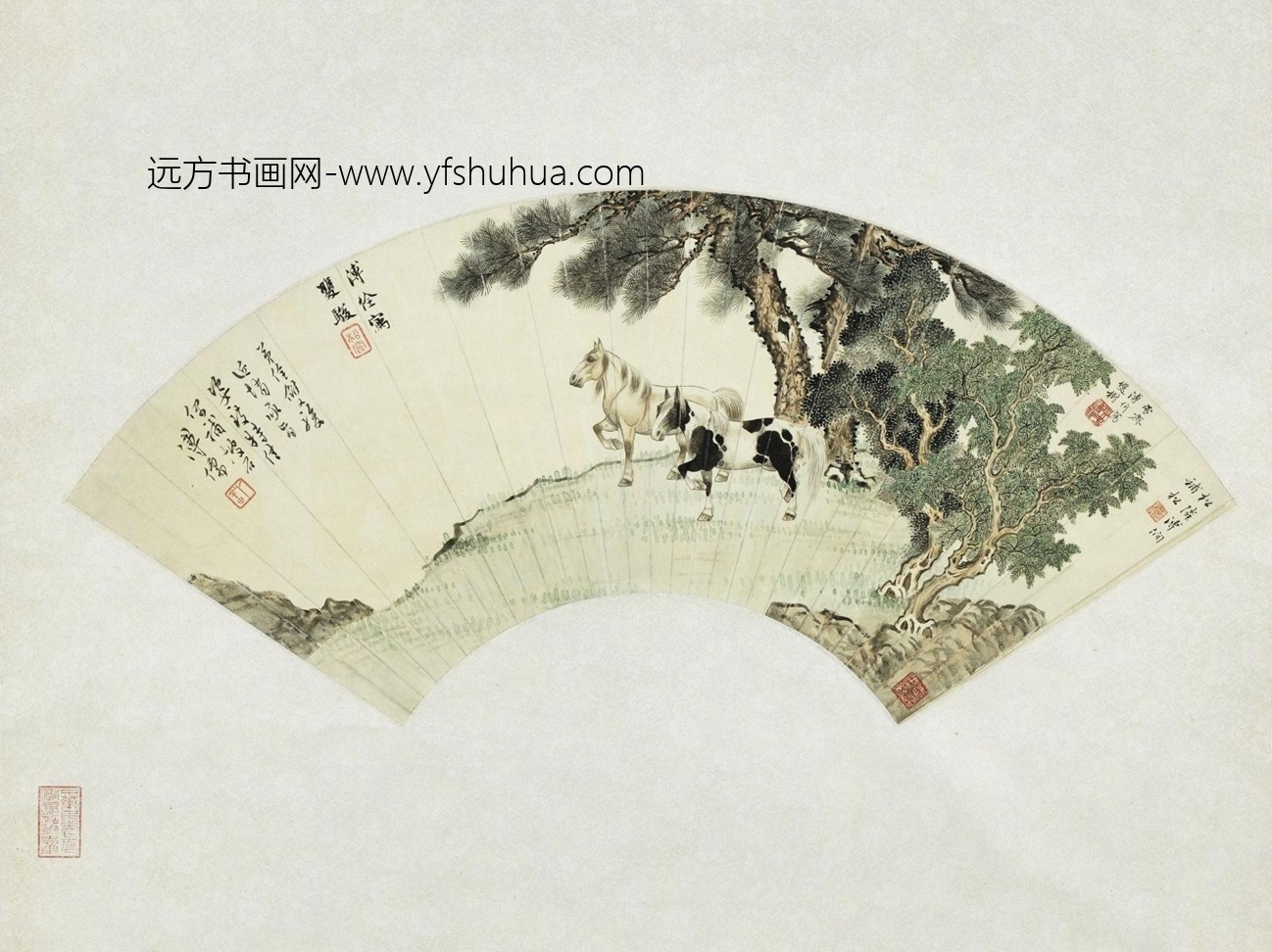 近现代_溥儒_溥伒溥佺溥涧等合作双骏图轴