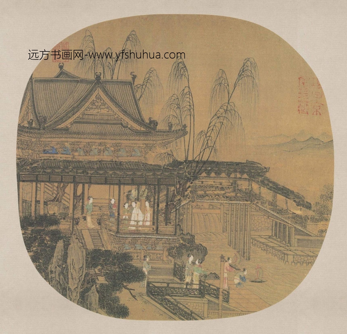 （玄）宋 李嵩 水殿招凉图绢本24.5 x 25.4