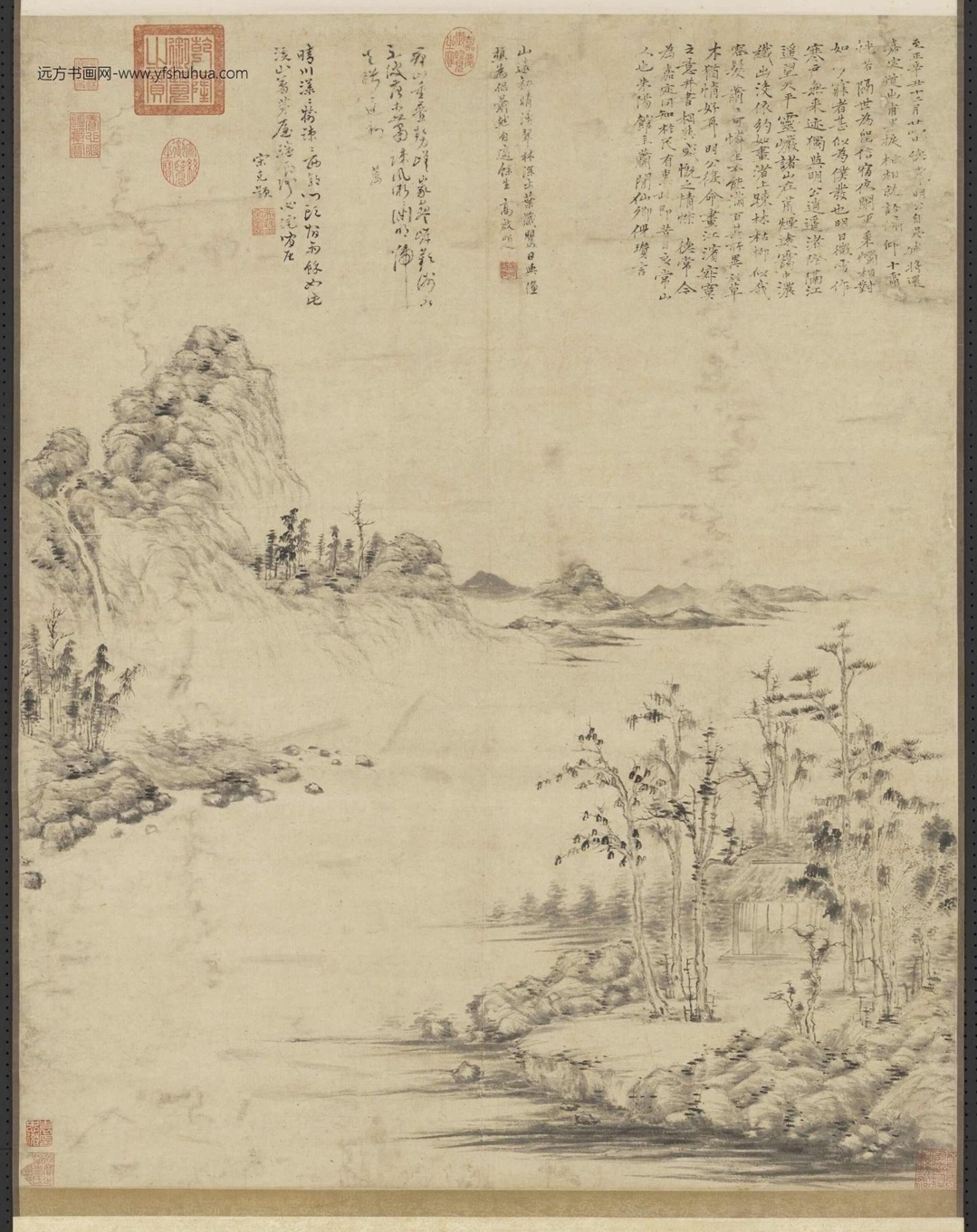 元_倪瓒_平林远岫图