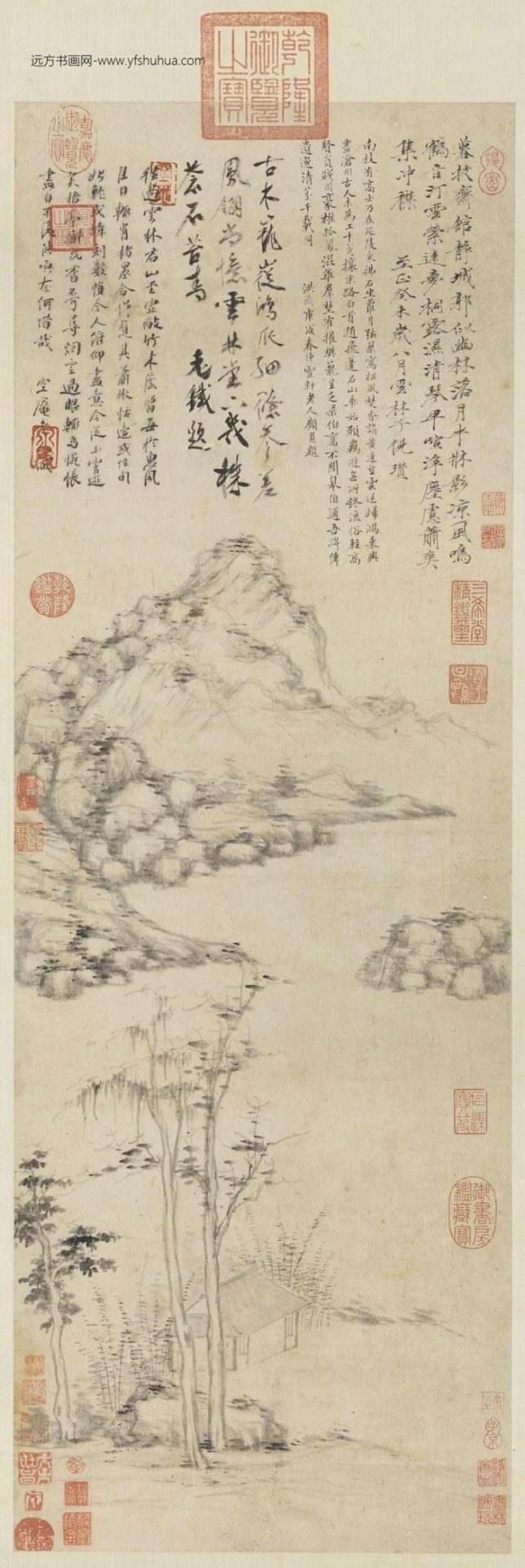 元_倪瓒_桐露清琴图