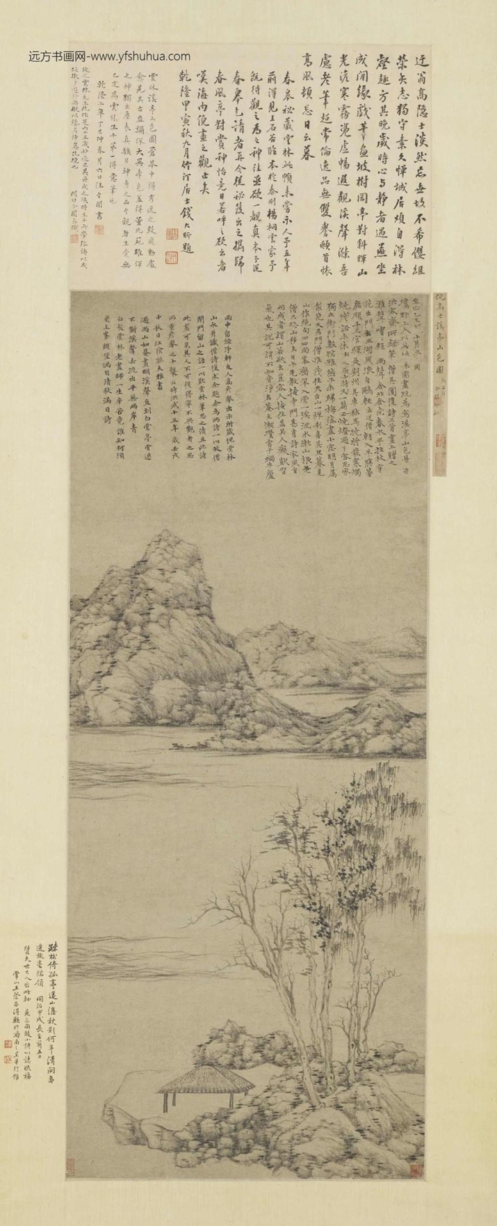 元_倪瓒_溪亭山色图