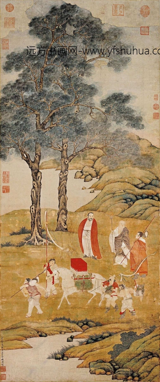 明_丁云鹏_白马驮经图轴