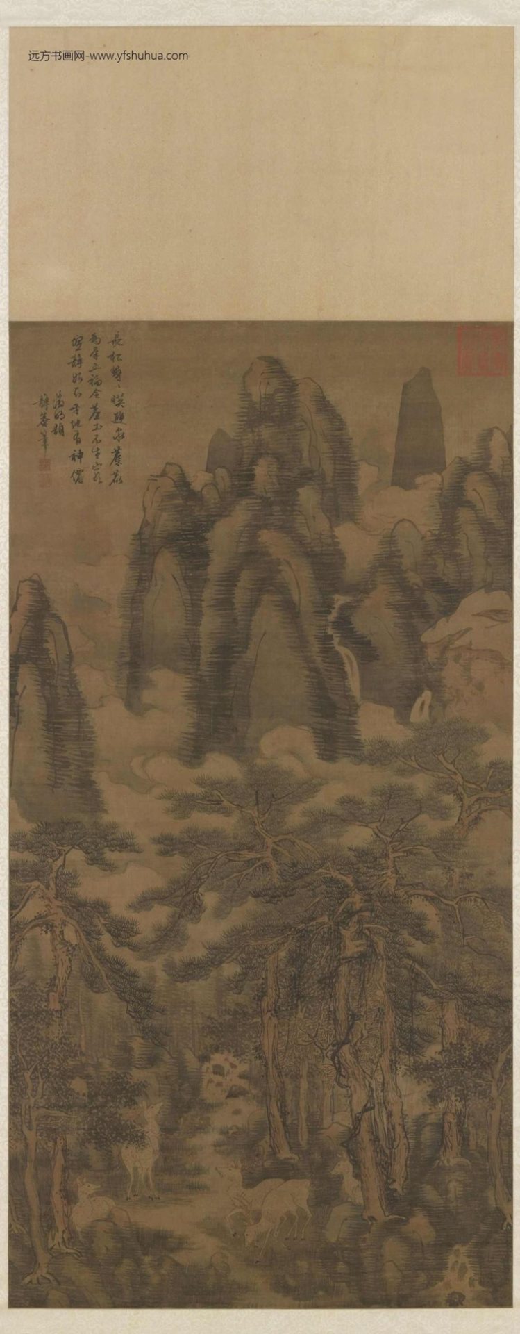 明_戴进_长松五鹿图