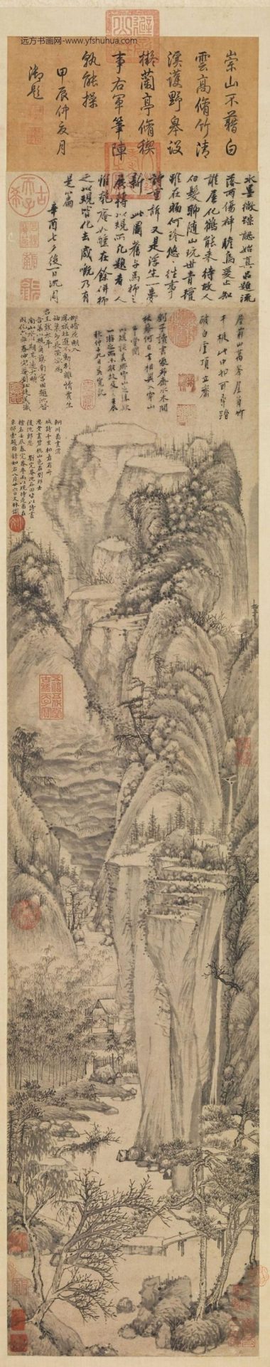 明_沈周_崇山修竹轴