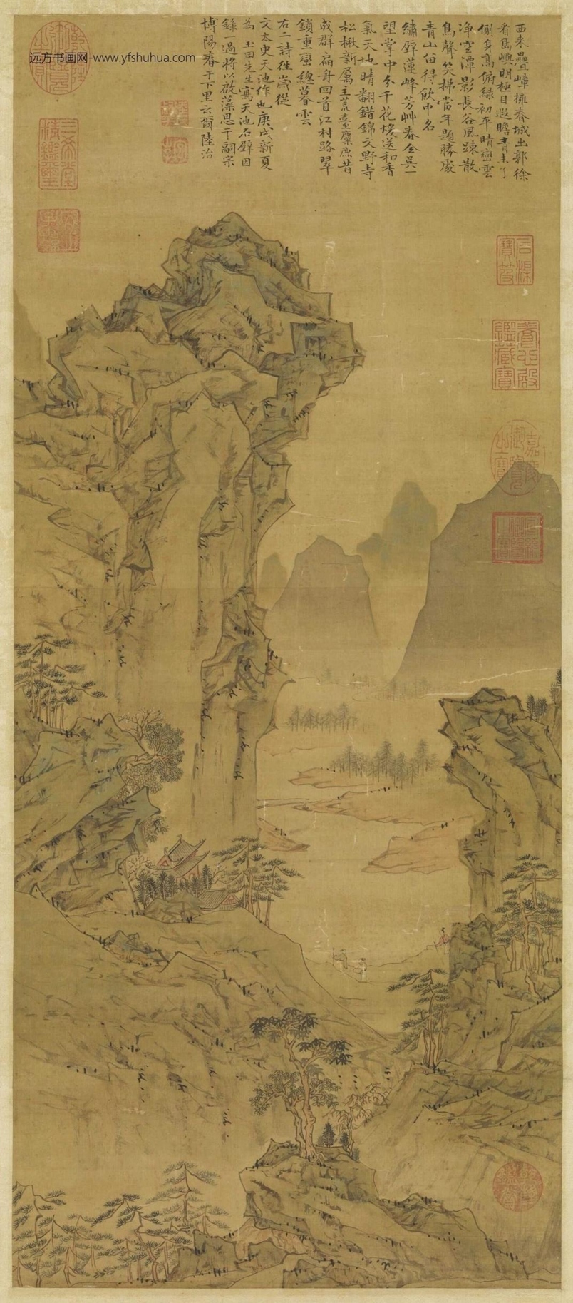 明_陆治_天池石壁轴