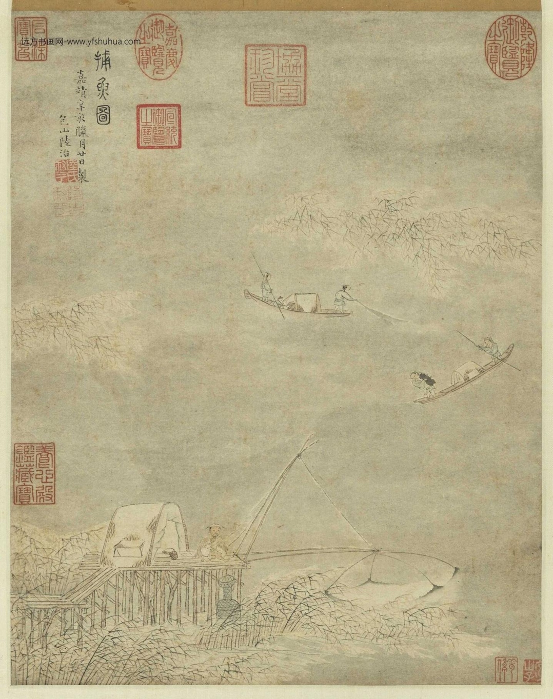 明_陆治_捕鱼图