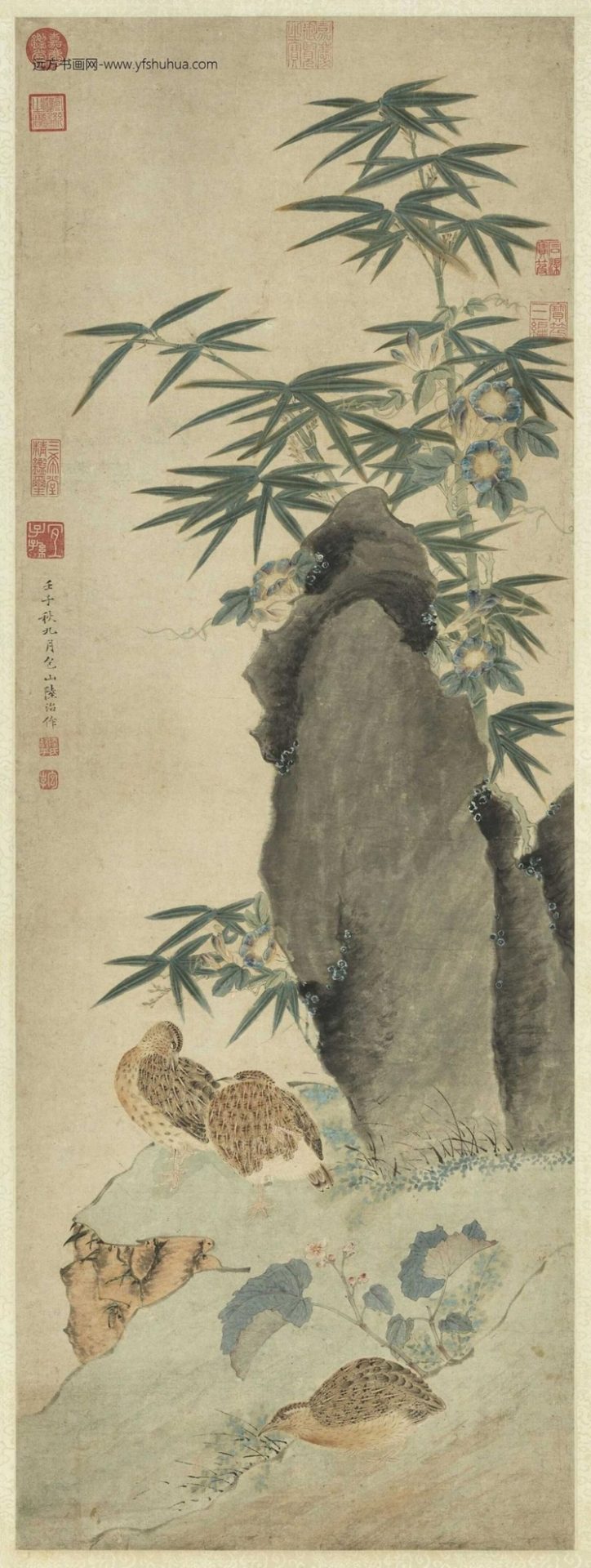 明_陆治_竹报平安图