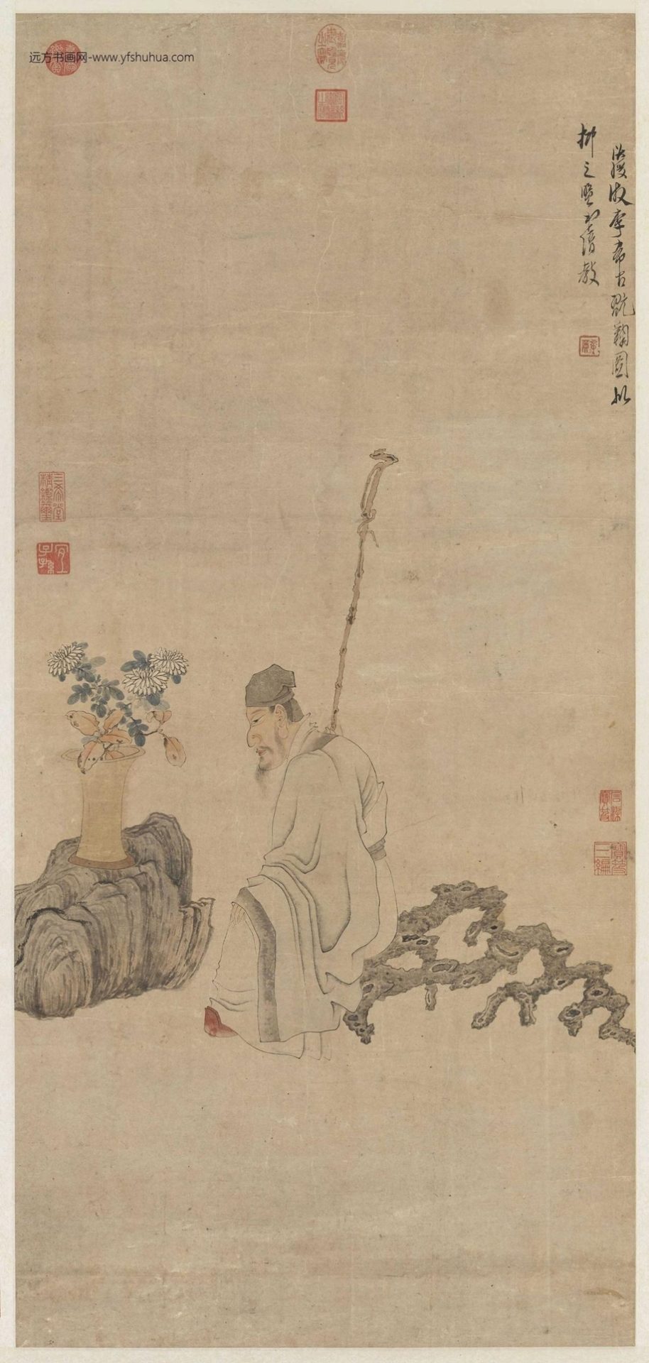 明_陈洪绶_玩菊图