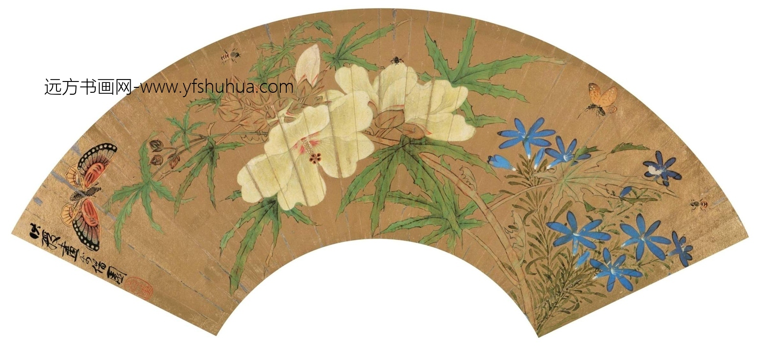 明_陈洪绶_花卉草虫扇