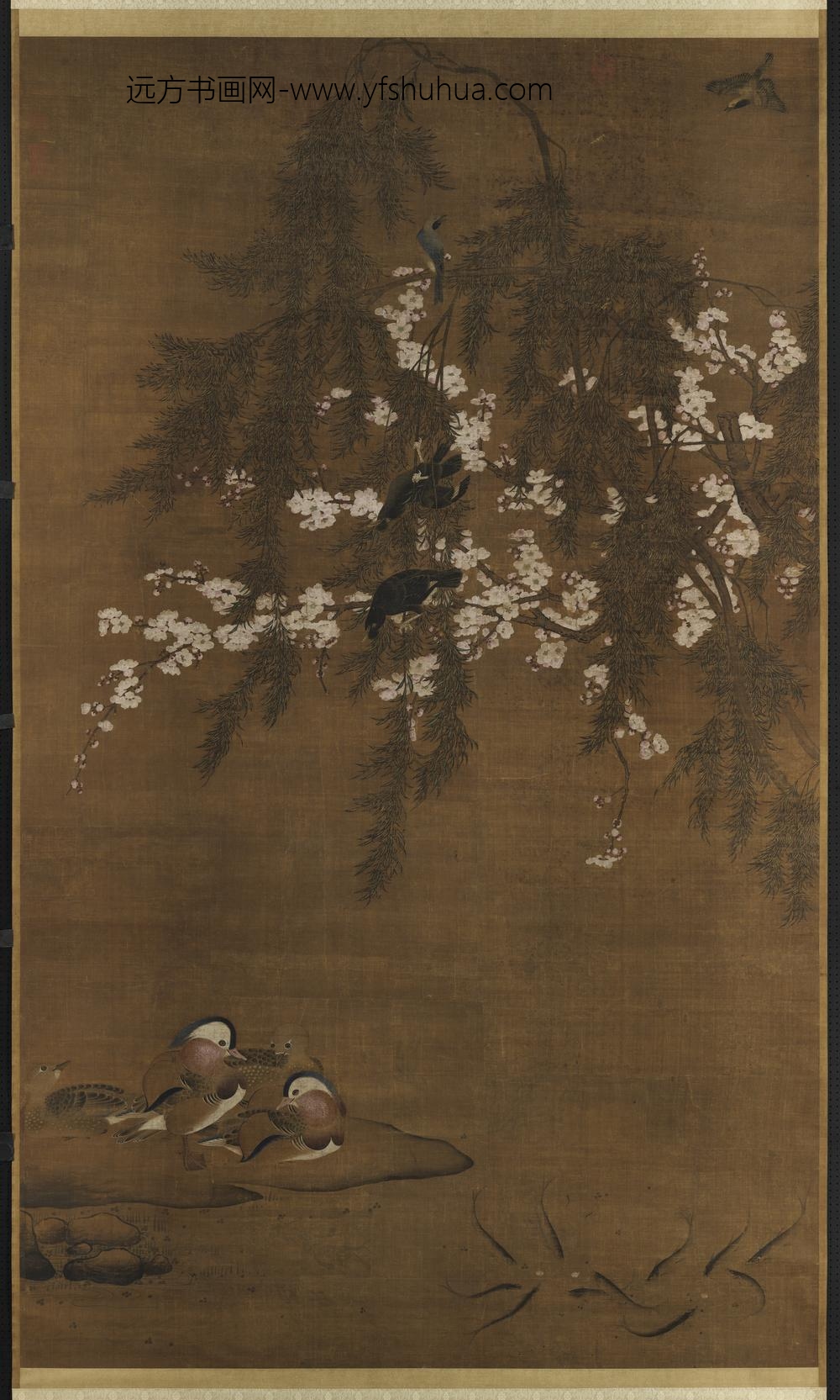 明吕纪画花卉翎毛轴 明吕纪画花卉翎毛轴