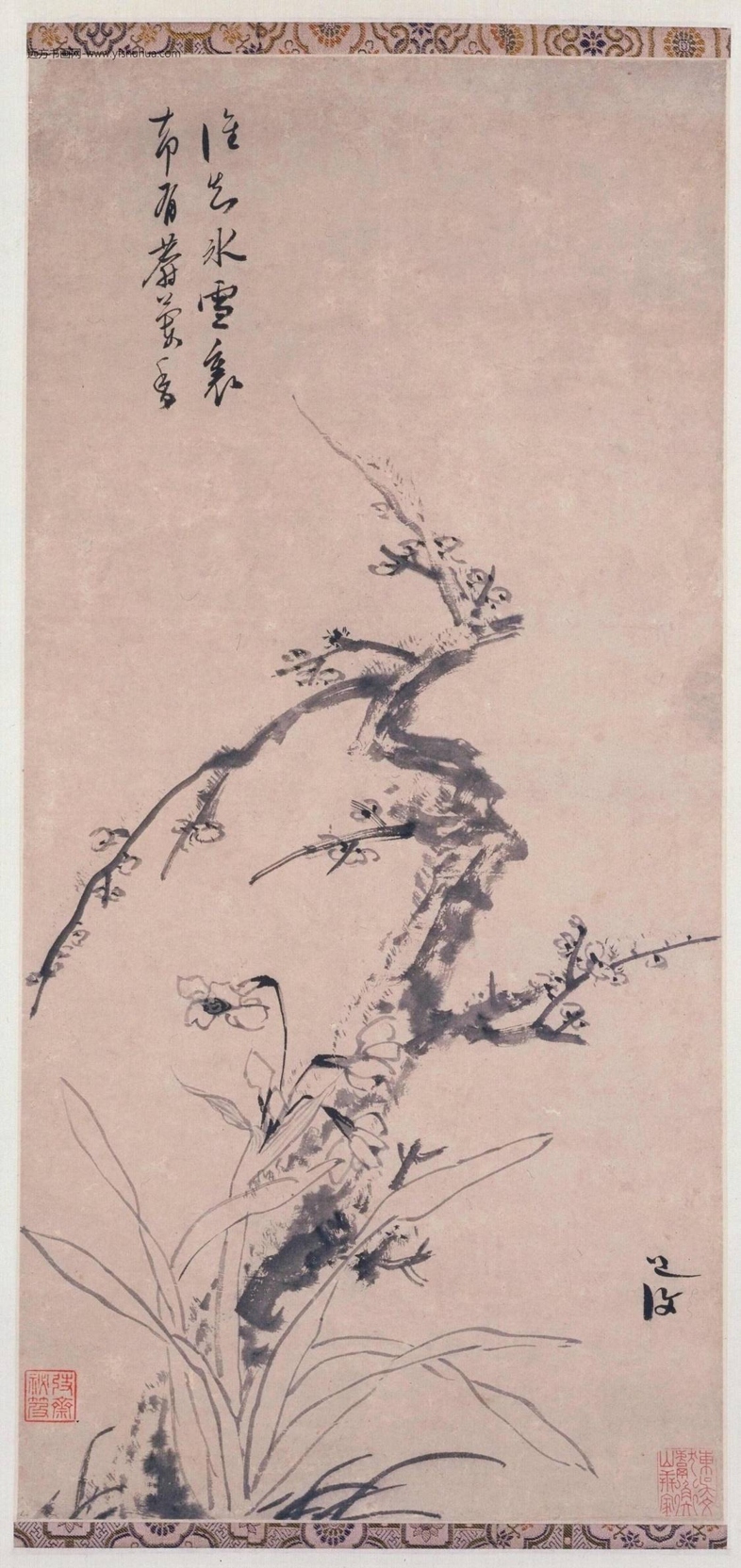 梅花水仙图轴（1开）-0