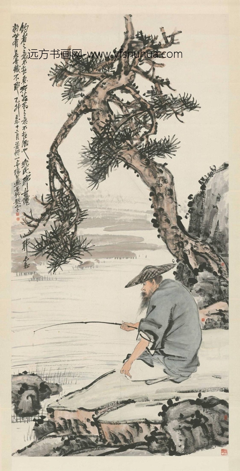 清-倪田、王震、程璋等三家合画松荫垂钓轴-新00076939 清-倪田、王震、程璋等三家合画松荫垂钓轴-新00076939