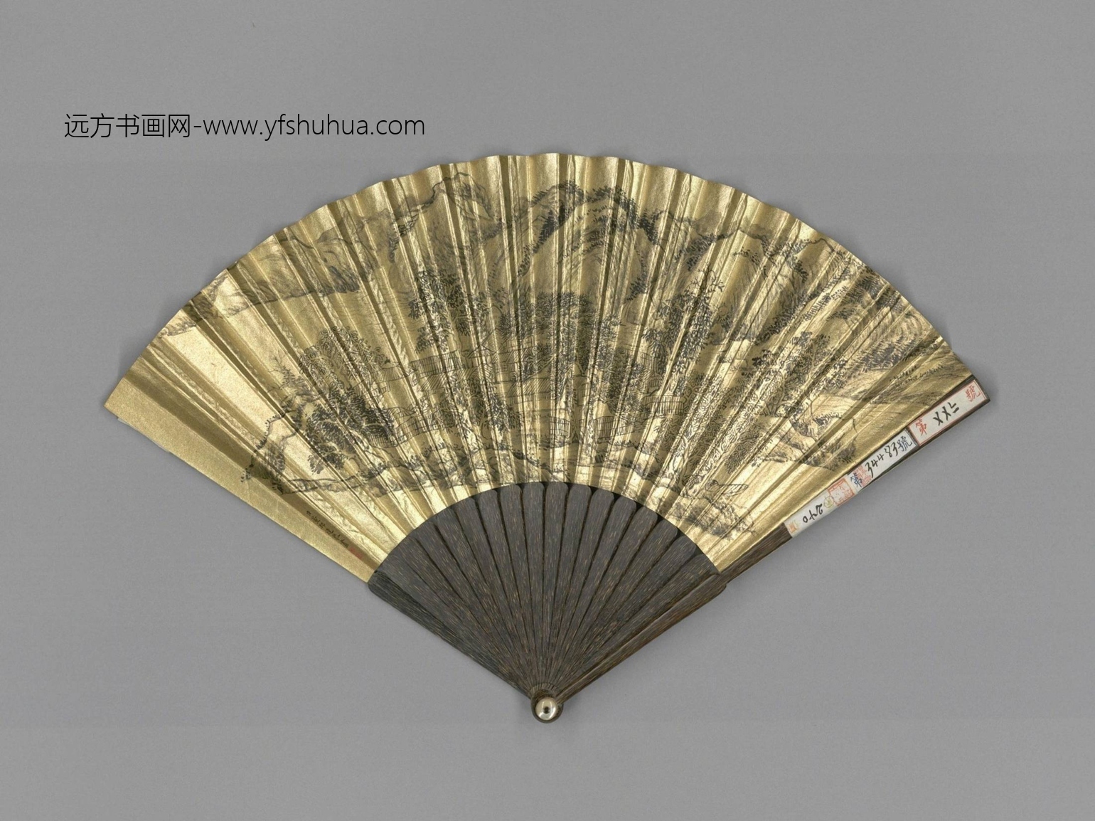 清-董邦达画山水钱汝诚书蕃剑行成扇-故00007643