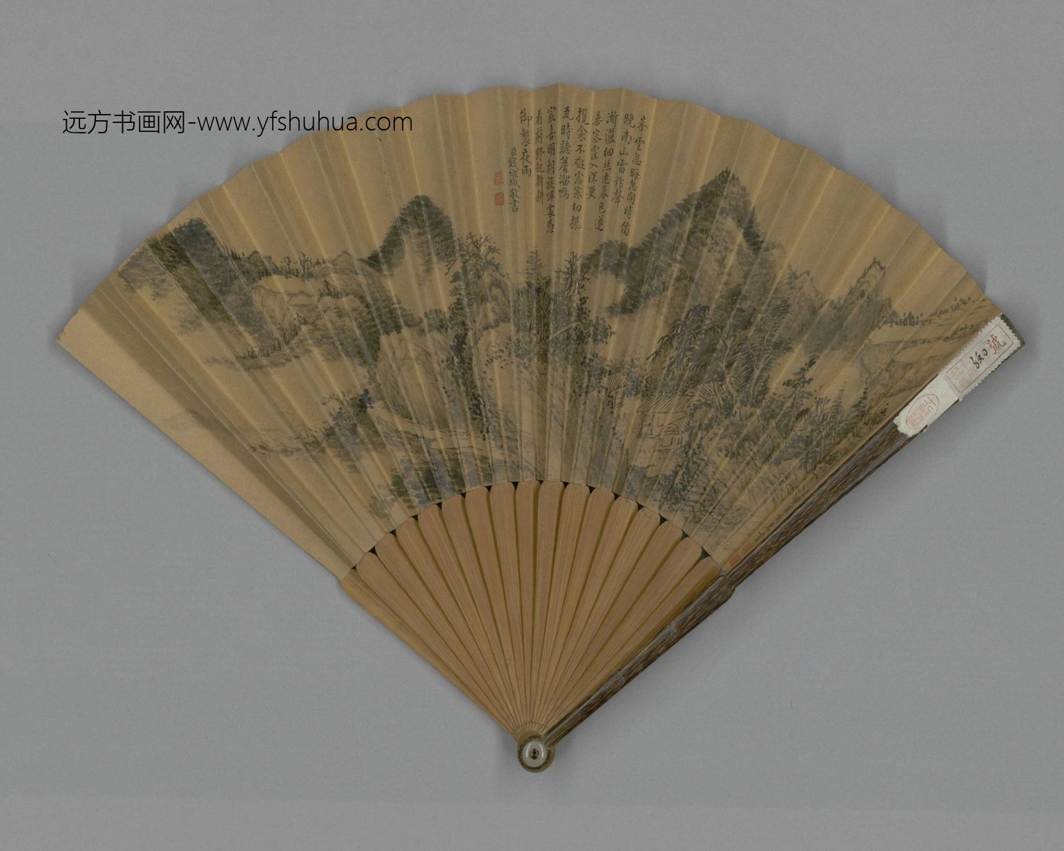清-钱维城画夜雨诗意成扇-故00007916