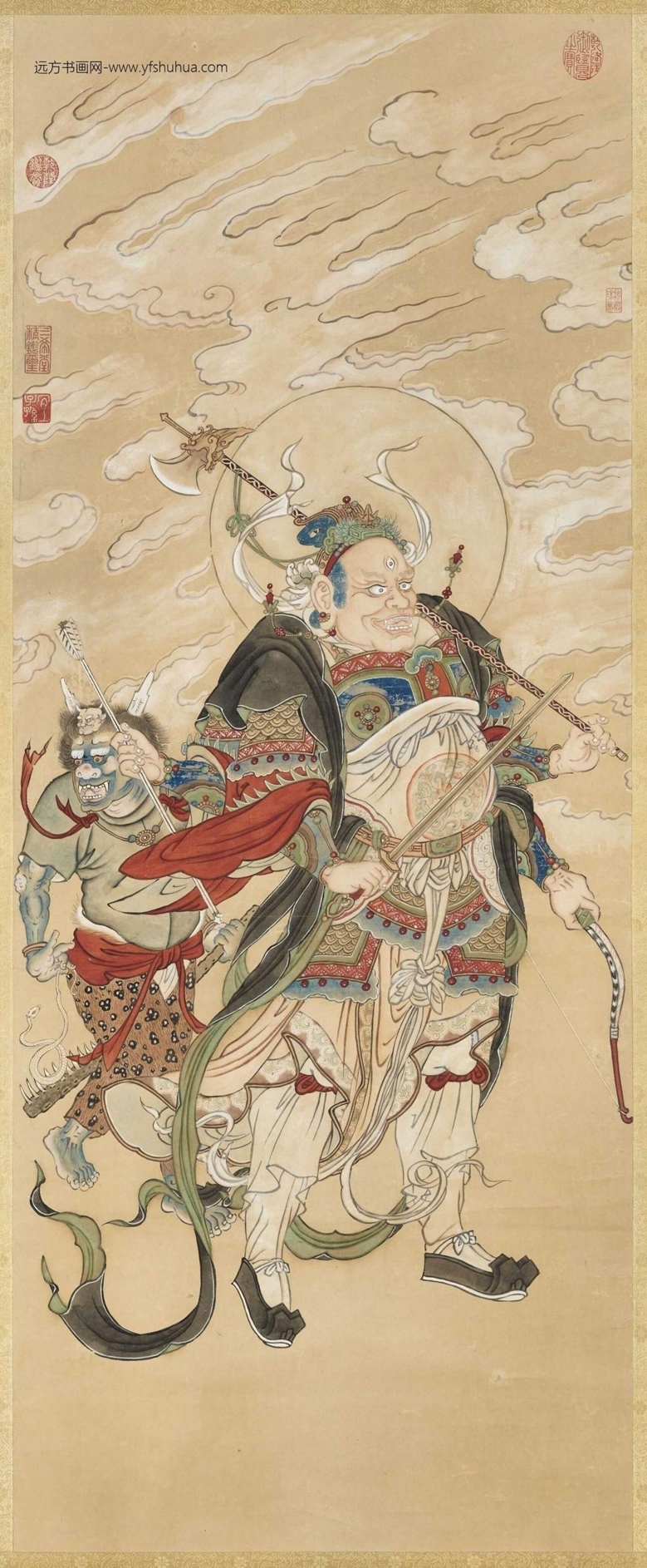 清_徐扬_仿宋人画天王像（三）轴